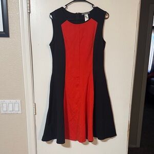 Elegant Black and Red Sleeveless Dress